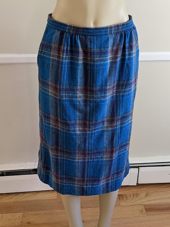 60s Blue Plaid Pendleton Skirt!