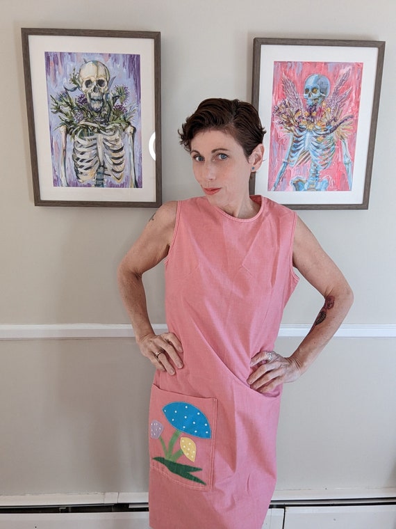 Sweetest 60s Pink Mushroom Shift Dress!