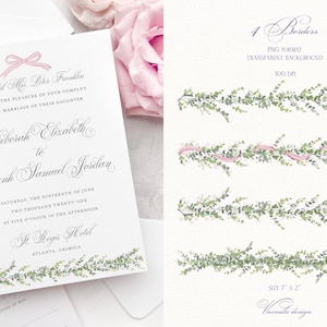 Greenery floral borders, Wedding flowers frames, Vintage style garlands, Digital seamless paper, Wedding clipart PNG image 6