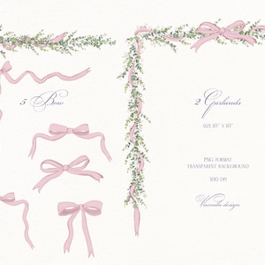 Greenery floral borders, Wedding flowers frames, Vintage style garlands, Digital seamless paper, Wedding clipart PNG image 4