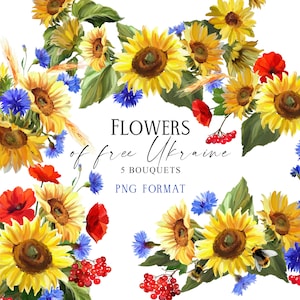 Bouquet floral Png, Clipart bouquet de tournesol, fleurs de tournesol, Clipart floral Png, sublimation de tournesol Png, dessiné à la main, non généré par l'IA