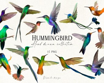 以下が含まれることがあります： さまざまな色とポーズで描かれた、手描きのハチドリのイラスト15点のセットです。イラストはPNG形式で、デジタルスクラップブッキング、カード作り、その他のクリエイティブなプロジェクトに最適です。画像には「HUMMINGBIRD Hand drawn collection 15 PNG」というテキストが含まれています。