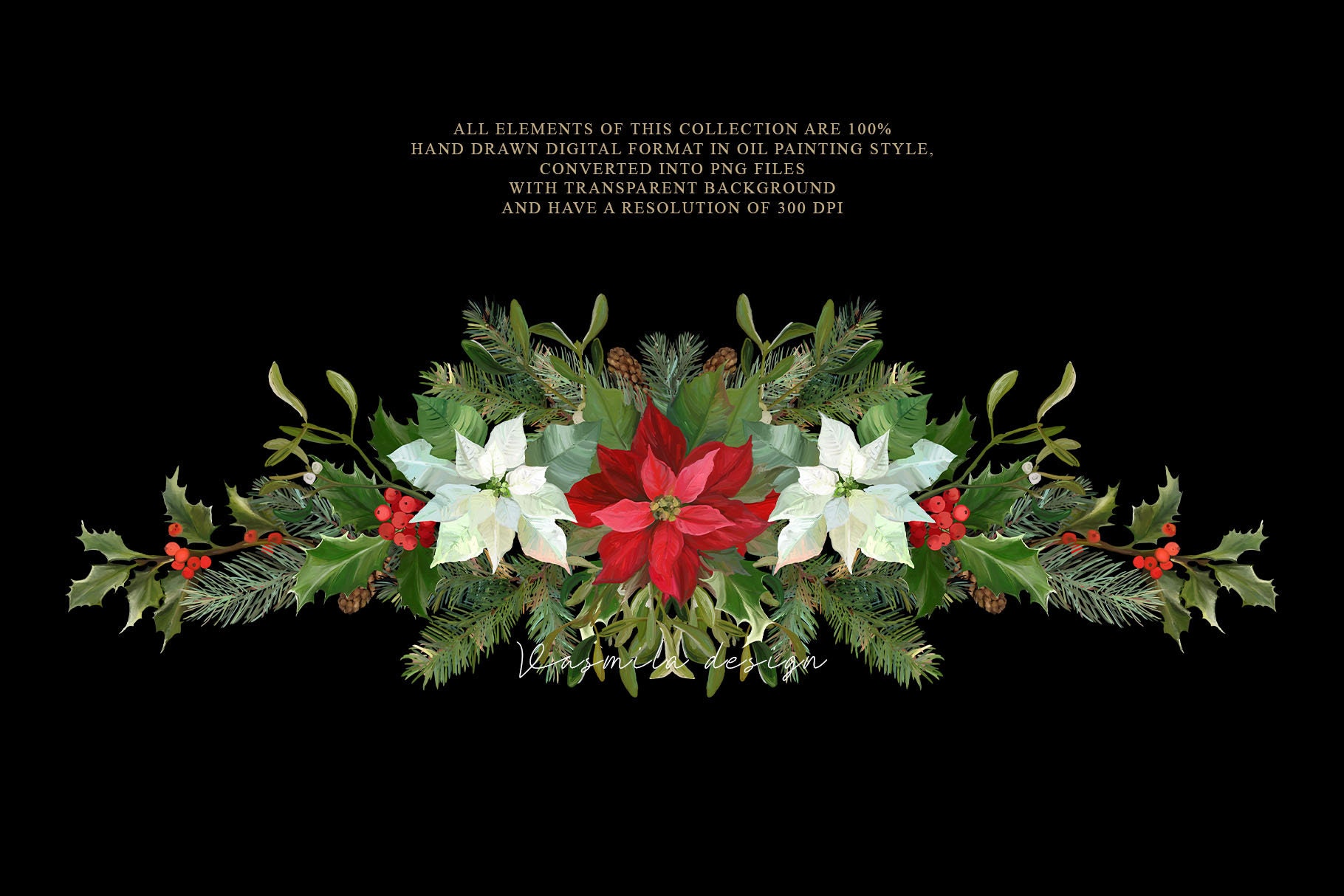 Christmas Floral Frames PNG, Winter Flowers Garlands By Vasmila