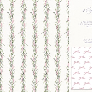 Greenery floral borders, Wedding flowers frames, Vintage style garlands, Digital seamless paper, Wedding clipart PNG image 5