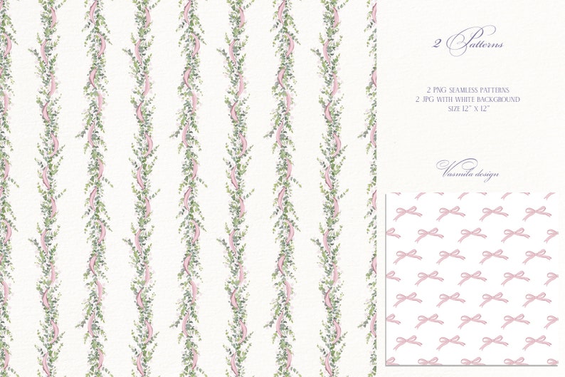 Greenery floral borders, Wedding flowers frames, Vintage style garlands, Digital seamless paper, Wedding clipart PNG image 5