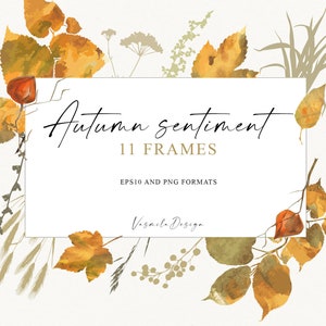 Herbstrahmen mit Blättern und Zweigen, Herbstlaubrahmen, Herbstrahmen Png, Digitales Clipart, Herbst Clipart, Handgezeichnet, Nicht AI erzeugt