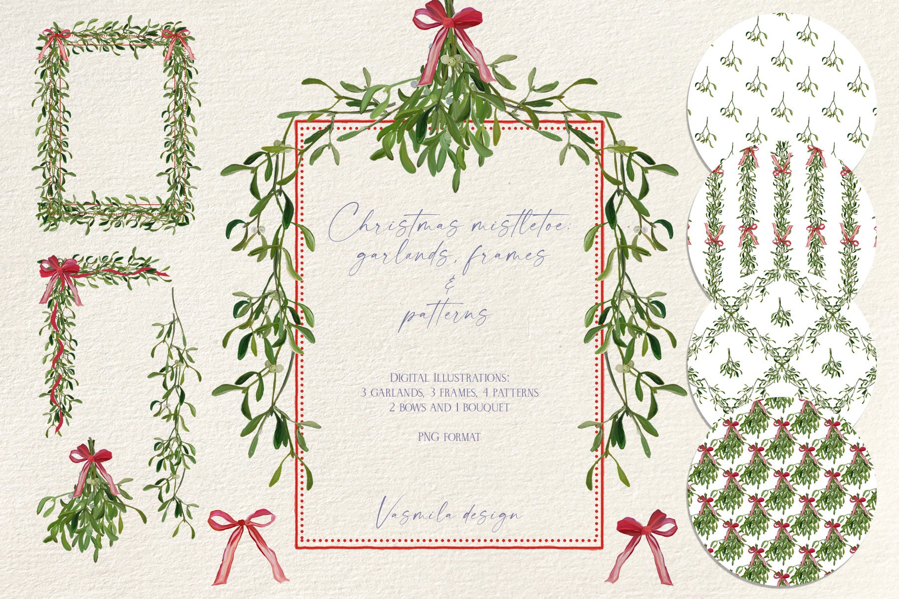 Christmas Floral Frames PNG, Winter Flowers Garlands By Vasmila