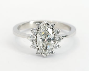 Marquise Diamond Engagement Ring,14K Solid Gold Marquise Diamond ring, Marquise Diamond Ring