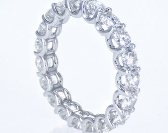 Round Diamonds Eternity Ring, 14K Solid White Gold Diamond Eternity Ring, 3.17ct Natural Diamond Eternity Ring