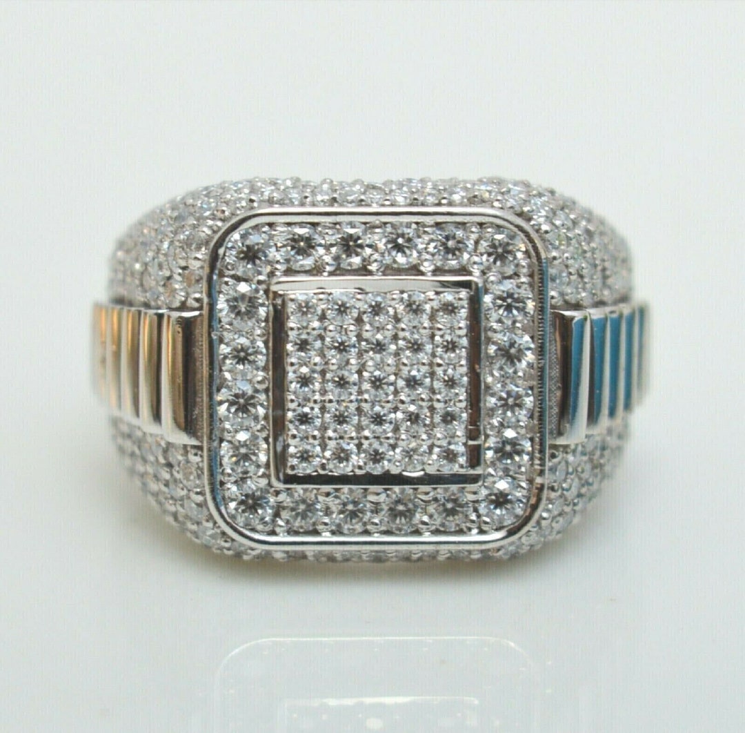 Classic Men's Hip Hop Ring, 1.4 Ct Round Cut Black Diamond Ring, Men's ...