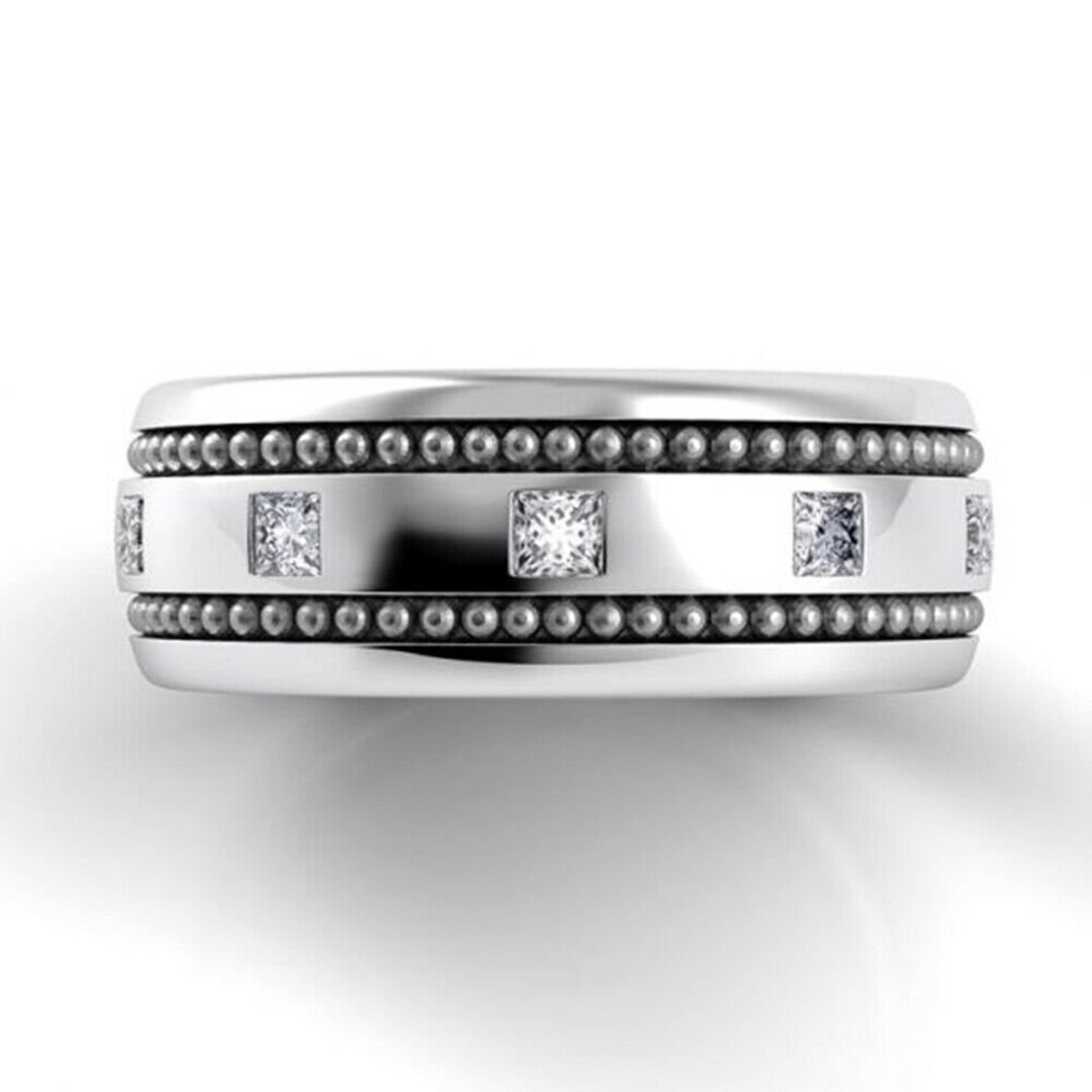 Men's Full Eternity Band Ring Men's Wedding Band Etsy