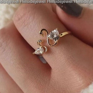 Women Diamond Toi Et Moi Duck Shape Ring, 1.2 Ct Round Diamond Ring, 14K Yellow Gold Plated, Wedding Bridal Ring, Engagement Ring, Gift's image 3