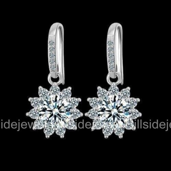 Moissanite Flower Earrings