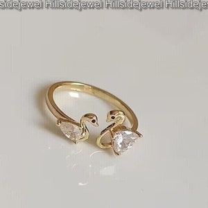 Women Diamond Toi Et Moi Duck Shape Ring, 1.2 Ct Round Diamond Ring, 14K Yellow Gold Plated, Wedding Bridal Ring, Engagement Ring, Gift's image 2