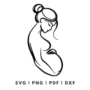Schwangere Frau mit Baby Bump SVG PNG PDF DXf Dateien | Mutterschaft & Schwangerschaft Cut Files für Cricut und Silhouette