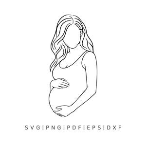 Mulher grávida segurando barriga de grávida SVG, PNG, PDF e arquivos Dxf | Comemore a maternidade com arquivos de corte de maternidade | Download instantâneo