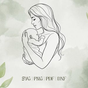 Mãe segurando recém-nascido SVG PNG PDF dxf Arquivos | Arquivos de corte de bebê de maternidade para Cricut e Silhouette | Crafting Diy Designs