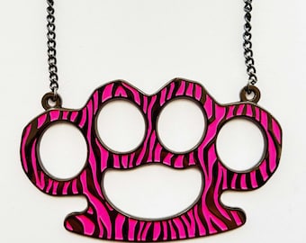 Kittiecyde -  Zebra Print Charm Necklace