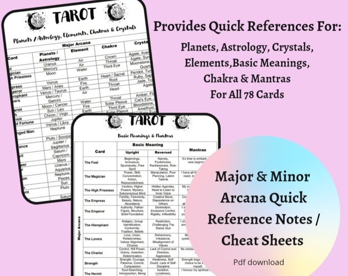 Tarot Notes.pdf Printable Tarot Cheat Sheet, Tarot Symbolism, Printable Tarot Meanings ...