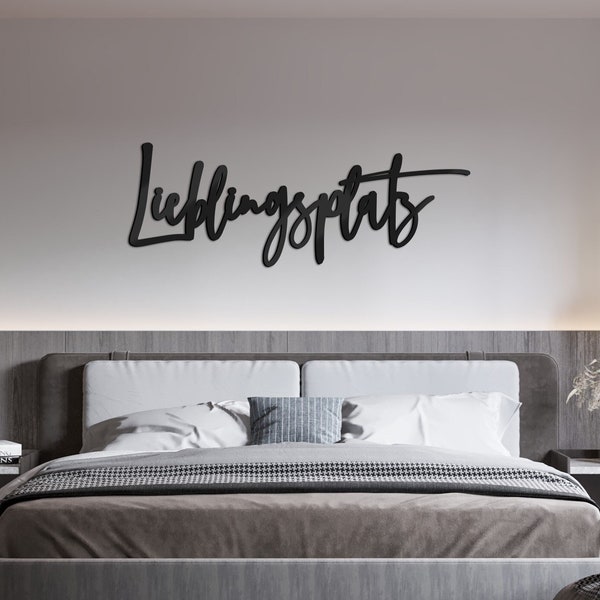 Schriftzug Lieblingsplatz aus hochwertigem Acrylglas | schwarz und weiß | Wanddeko | Wohnzimmer | Schlafzimmer | Dekoration | Haus | Schrift