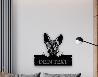 Sphynx-Katze | Wandbild | personalisierbar | Katze | Wallart | Name | Wanddeko | Schild | Dekoration