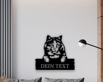 Schildpatt Katze | Wandbild | personalisierbar | Katze | Wallart | Name | Wanddeko | Schild | Dekoration