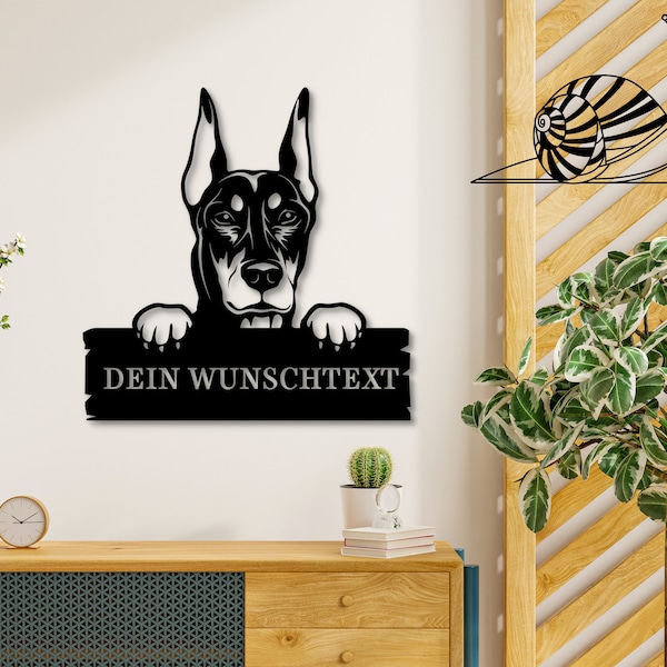 Dobermann | Wandbild | personalisierbar | Hund | Wallart | Name | Wanddeko | Schild | Dekoration