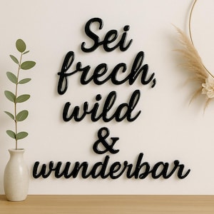 Individueller Schriftzug aus Acrylglas bis zu 1,8 Meter lang | schwarz & weiß | personalisierbarer Schriftzug | Wand Deko | Wohnzimmer Deko