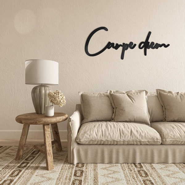 Carpe diem Schriftzug aus Acrylglas | Schriftzug für die Wand | Wanddeko | Wohnzimmer Deko | Dekoration Haus | Schlafzimmer Deko | Familie