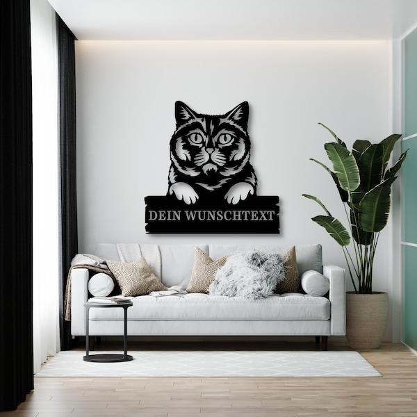 Britische Kurzhaar Katze | Wandbild | personalisierbar | Katze | Wallart | Name | Wanddeko | Schild | Dekoration