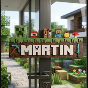 Mining Door Name Sign, 3D Gamer Room Door Sign, Personalized Kids Room Wall Decor, Minecraft-Style Mine Sign, Gamer Gift