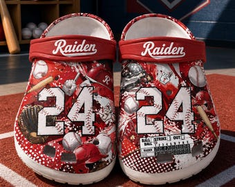 Baseball Clogs, Custom Name Shoes, Personalized Kids Baseball Gift, Sport Team Clogs, Boy Girl Baseball Fan Shoes