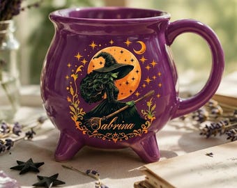 Witch Cauldron Mug Custom Halloween Coffee Cup Green Witch Purple Witch Pot Spooky