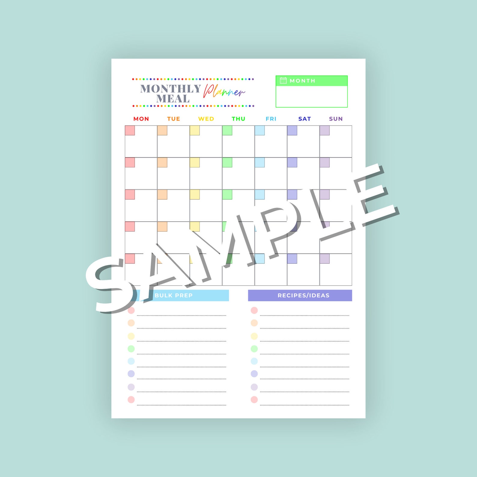 Printable Meal Planner Bundle // Undated Planner, Digital Planner ...