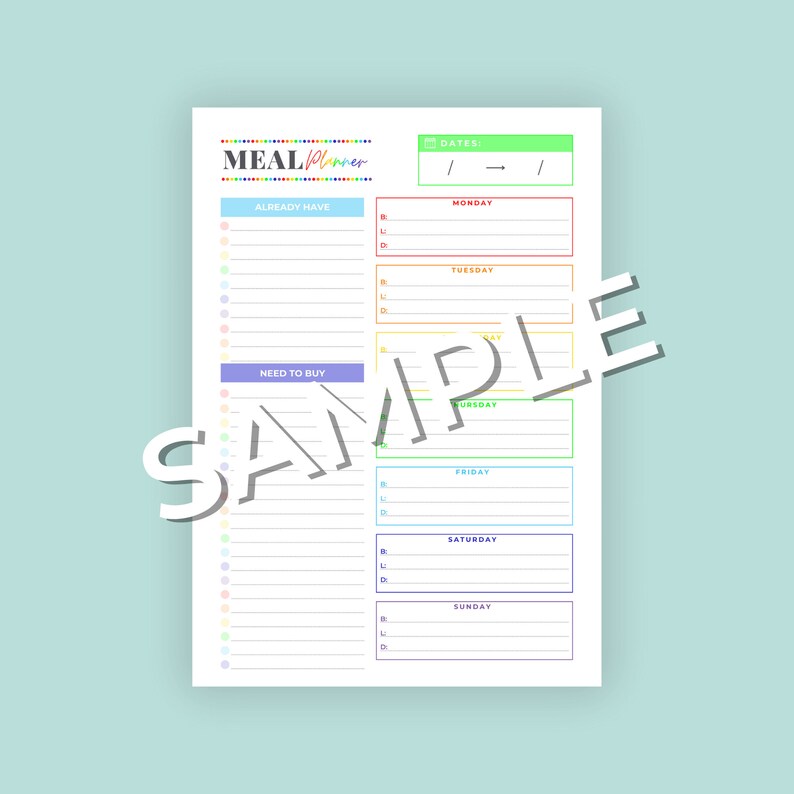 Printable Meal Planner Bundle // Undated Planner, Digital Planner ...