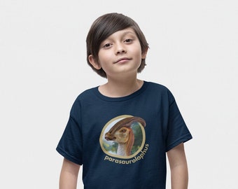 Kids Dinosaur T-Shirt | Parasaurolophus Science Tee for STEM Learning, Prehistoric Animal Shirt, Homeschool or Museum Gift