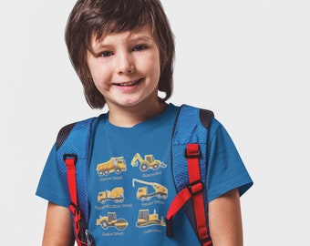 Construction Vehicles Kids T-Shirt | STEM Learning Tee for Future Engineers, Truck & Digger Lover Gift