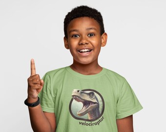 Velociraptor Kids T-Shirt | Dinosaur STEM Learning Tee for Future Paleontologists, Science Gift for Boys & Girls