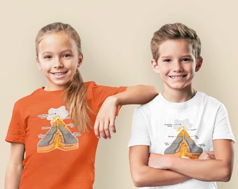 Volcano Diagram Kids T-Shirt | Earth Science Learning Shirt for Homeschool, Geology STEM Tee, Educational Gift