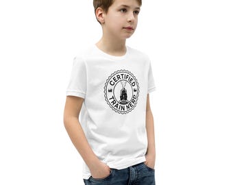 Certified Train Nerd Youth T-Shirt: Gift for Train Lovers