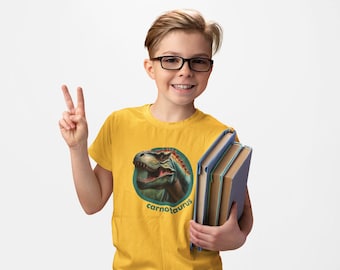 Carnotaurus Kids T-Shirt | STEM Dinosaur Learning Tee, Prehistoric Science Gift for Homeschool or Museum Visits