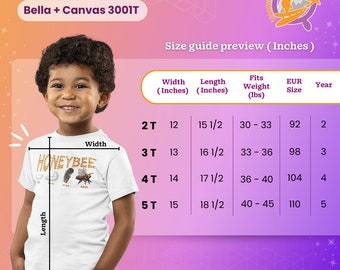 Size Charts for Kids Tshirts - Bella+Canvas 3001T, Gildan 5000B, Stanley Stella Organic Tshirt