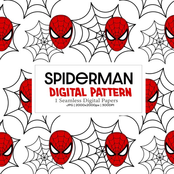 Spiderman superhero Paper Pattern, Hero Seamless File Fabric Design, Digital Paper