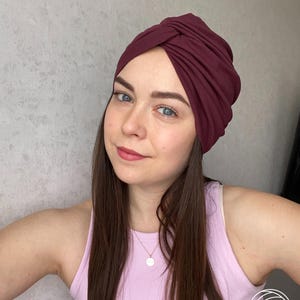 Double-sided chemo thin turban hat - (95 Cotton + 5 Elastane)