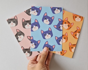 Cute cats postcards | Set of 3 postcards | Unique design | Printed on sustainable paper | Eco friendly packaging | Postcard bundle | A6