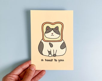 Postal de gato tostado / Tarjeta de felicitación / Impresión de arte divertido / Postal ilustrada / Tarjeta de felicitación / Tarjeta de animal lindo / Tarjeta de regalo / Tamaño A6