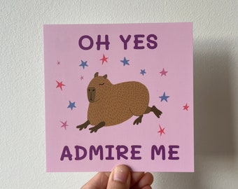 Capybara postcard | Illustration | Cute | Original design | Art print | Wall art | Home decor | Funny | Square card | Sustainable paper