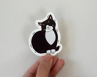 Purring Cat Sticker | Cute animal sticker | Vinyl sticker | Die cut | Water resistant | Hydroflask Sticker | Laptop Sticker | Tuxedo Cat