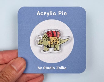 Reizende triceratops acrylpin | Schattige dinosaurus pin | Grappige dierenpin | Transparante Pin | Hart clutch pinnen | Dinosaurus cadeau