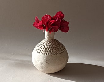 White ceramic handmade vase, Floral arrangement, matte vase, Elegant vase perfect gift, rustic white wabi sabi vase.